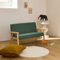 Chambre et rangement-Chambre-Chaise, tabouret, fauteuil-Fauteuil-Banquette canapé pour enfant 2 places velours côtelé et bois d'hévéa l 84 x p 43,5 x h 50cm