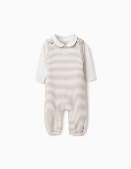 Body à manches longues + salopette à rayures Blanc 1 - vertbaudet enfant 