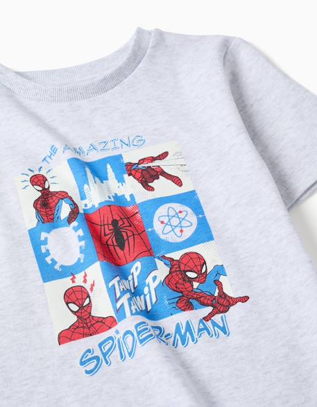 Pyjama court avec imprimé spider-man qui brille dans le noir Gris clair 3 - vertbaudet enfant 