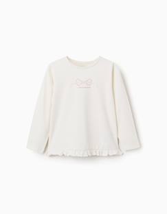 T-shirt en coton à manches longues avec imprimé et ourlet volanté  - vertbaudet enfant