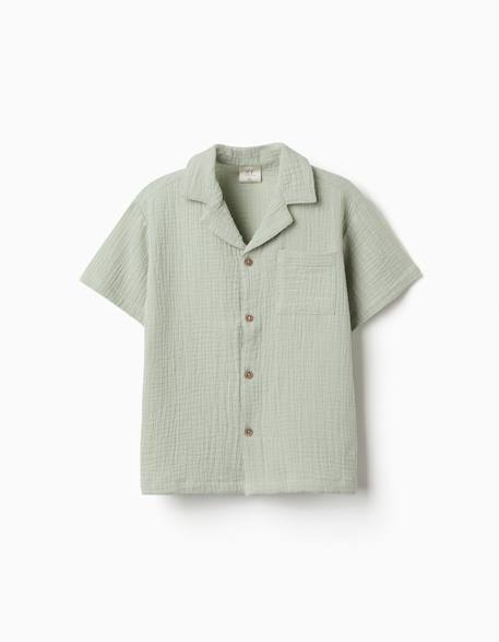 Chemise à manches courtes en coton Vert clair 2 - vertbaudet enfant 