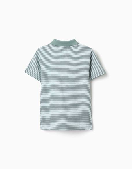 Polo en coton à rayures avec imprimé Vert clair 2 - vertbaudet enfant 