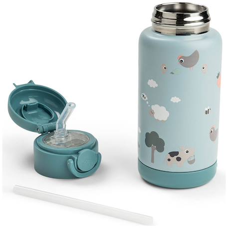 Gourde à paille isotherme tiny farm bleu (340 ml) Bleu 3 - vertbaudet enfant 