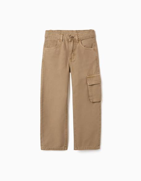 Garçon-Pantalon en coton à coupe droite avec 5 poches