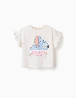 -T-shirt en coton avec imprimé stitch et volants