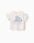 T-shirt en coton avec imprimé stitch et volants Beige clair 1 - vertbaudet enfant 