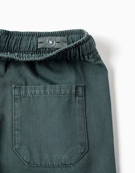 Short midi cargo en coton avec cordon de serrage Beige clair+Vert foncé 7 - vertbaudet enfant 