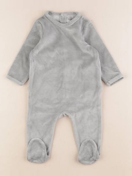 Pyjama velours - 6 mois Vert 1 - vertbaudet enfant 
