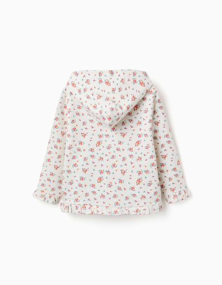 Sweat zippé en molleton à capuche avec motif floral Beige clair 2 - vertbaudet enfant 