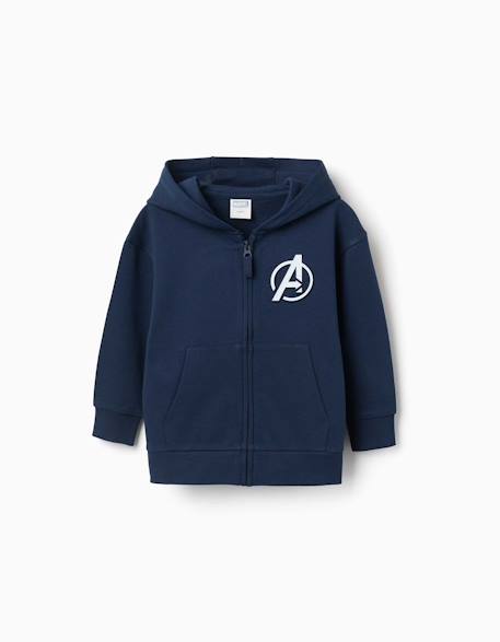 Garçon-Pull, gilet, sweat-Sweat zippé en coton avec capuche et imprimés avengers