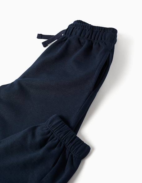 Pantalon de jogging en molleton avec cordon de serrage et poches Bleu foncé 3 - vertbaudet enfant 