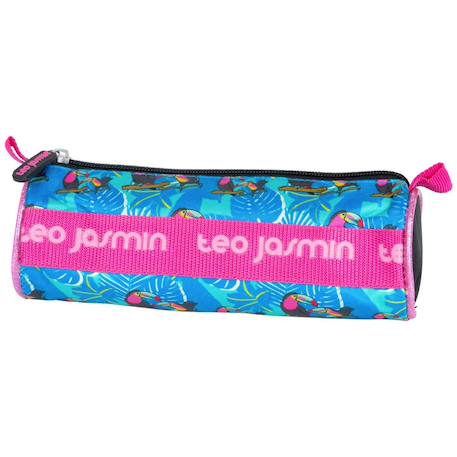 Trousse ronde teo jasmin 22 cm cerise - fermeture zippée Bleu+Cerise+Noir / rose / bleu+Rose+Violet foncé 5 - vertbaudet enfant 