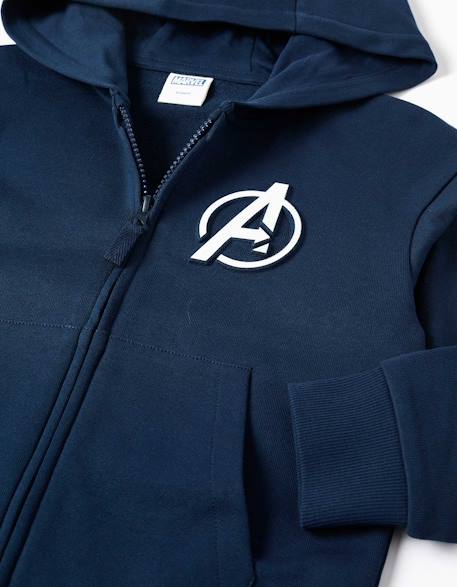 Sweat zippé en coton avec capuche et imprimés avengers Bleu foncé 3 - vertbaudet enfant 