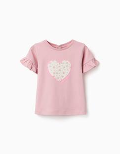 -T-shirt en coton avec imprimé cœur floral