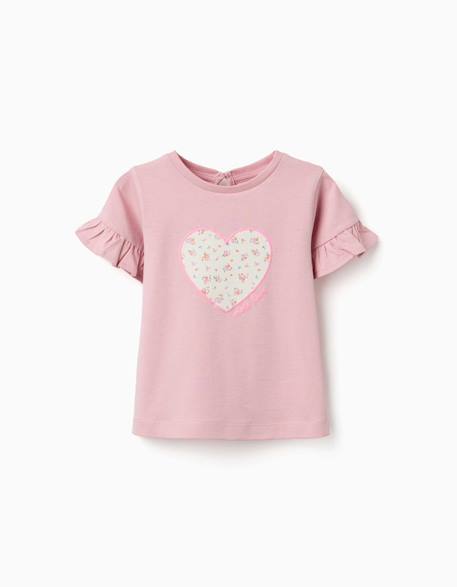 Bébé-T-shirt en coton avec imprimé cœur floral