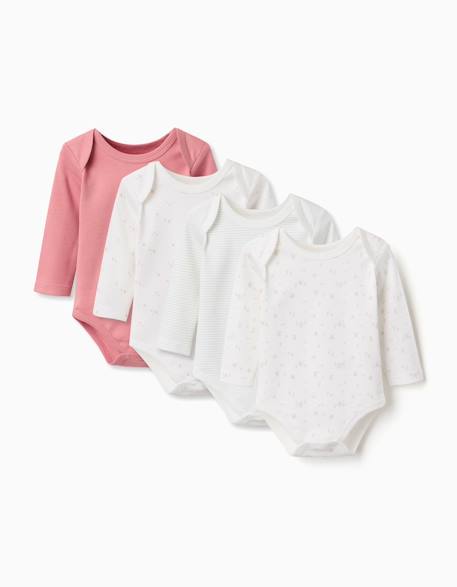 Bébé-Lot de 4 bodies en coton unis/imprimés