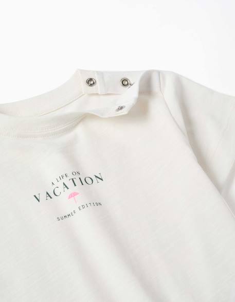 T-shirt garçon manches courtes vacation Beige clair 3 - vertbaudet enfant 
