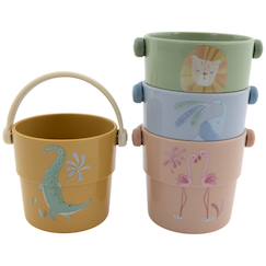 Jouet-Premier âge-Jouets de bain-Lot de 4 gobelets de bain safari friends