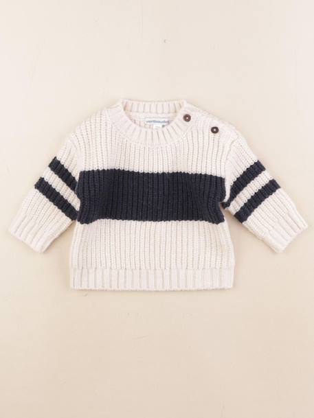 Pull - 3 mois Beige, bleu 1 - vertbaudet enfant 