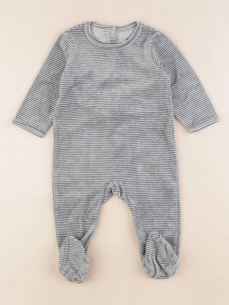 Pyjama velours - 3 mois Vert 1 - vertbaudet enfant 