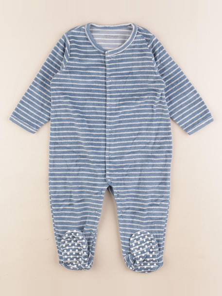 Pyjama velours - 12 mois Bleu 1 - vertbaudet enfant 