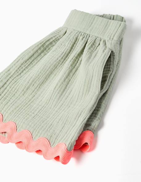 Short en coton avec finition ric rac Vert clair 4 - vertbaudet enfant 