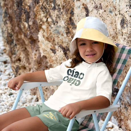 Bob anti-uv motif damier jaune pâle et sel marin (3-6 ans) Blanc, jaune 5 - vertbaudet enfant 