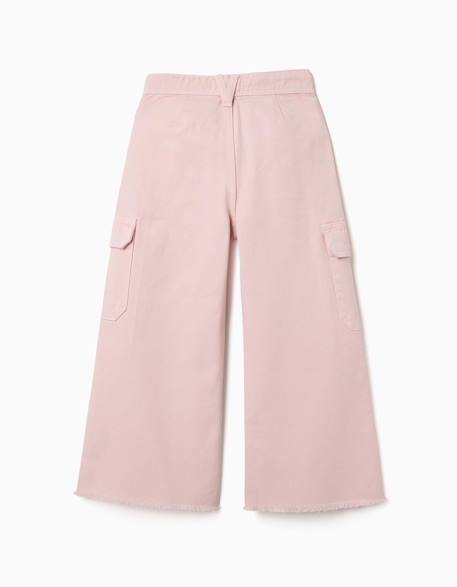 Pantalon à jambe large en sergé avec poches cargo Rose 2 - vertbaudet enfant 