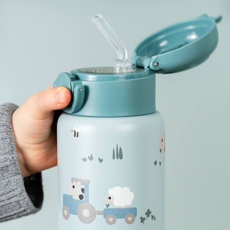 Gourde à paille isotherme tiny farm bleu (340 ml) Bleu 6 - vertbaudet enfant 