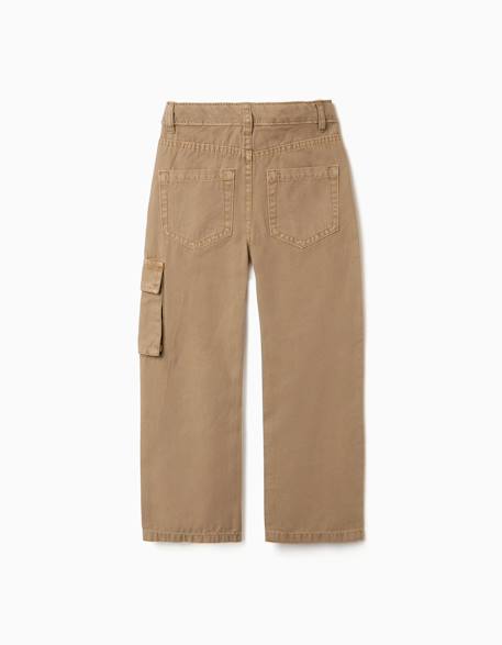 Pantalon en coton à coupe droite avec 5 poches Beige 2 - vertbaudet enfant 