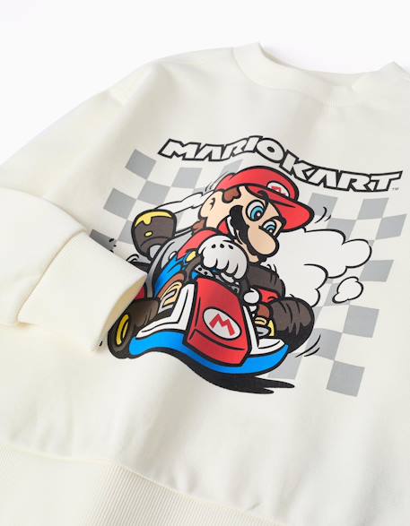 Sweat en coton avec imprimé mario kart Blanc 3 - vertbaudet enfant 
