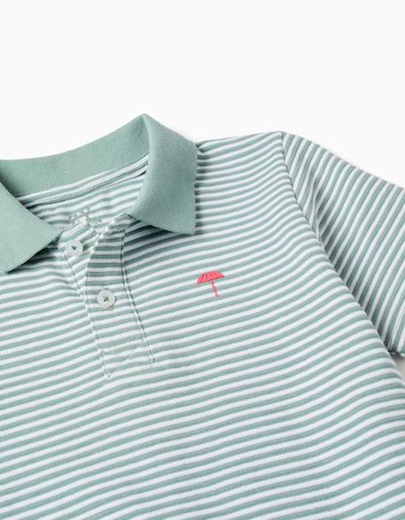 Polo en coton à rayures avec imprimé Vert clair 3 - vertbaudet enfant 