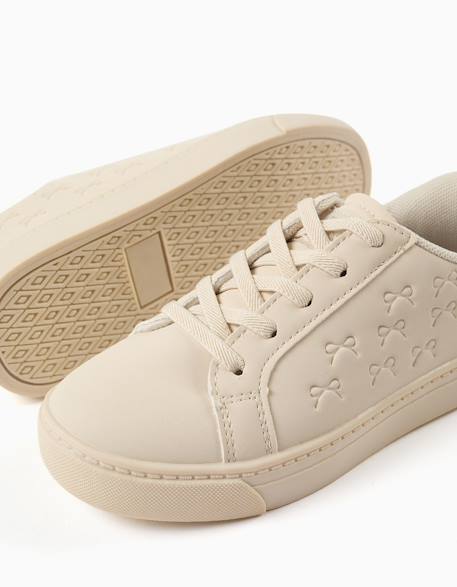 Baskets avec nœuds en relief et lacets élastiques Beige 4 - vertbaudet enfant 