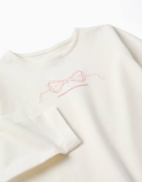 T-shirt en coton à manches longues avec imprimé et ourlet volanté Blanc 3 - vertbaudet enfant 