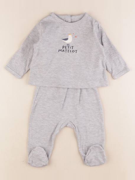 Pyjama coton - 6 mois Gris 1 - vertbaudet enfant 