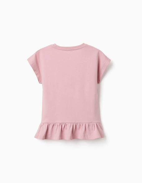 T-shirt fille manches courtes cœur floral Rose clair 2 - vertbaudet enfant 