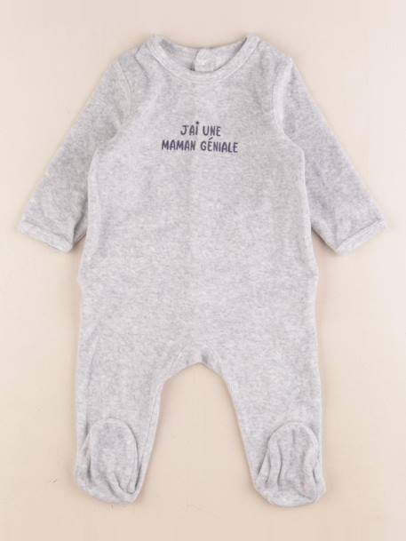 Pyjama velours - 6 mois Gris 1 - vertbaudet enfant 