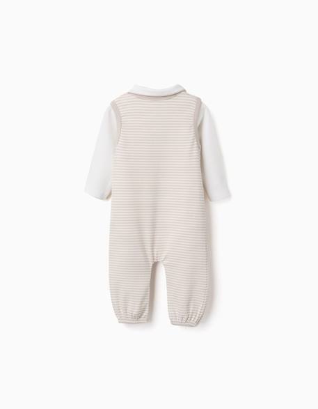 Body à manches longues + salopette à rayures Blanc 2 - vertbaudet enfant 
