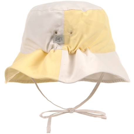 Bob anti-uv motif damier jaune pâle et sel marin (3-6 ans) Blanc, jaune 2 - vertbaudet enfant 