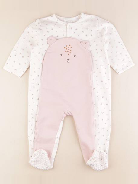 Pyjama coton  doublé - 18 mois Blanc, rose 1 - vertbaudet enfant 