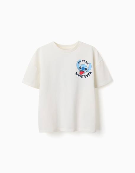 T-shirt en coton avec imprimés stitch Blanc 1 - vertbaudet enfant 
