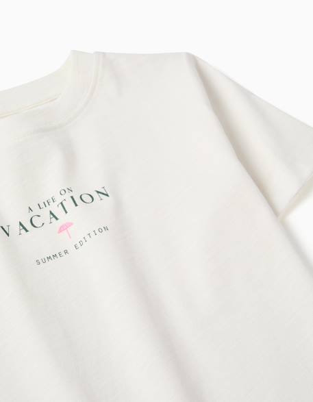 T-shirt en coton avec imprimé vacation Beige clair 3 - vertbaudet enfant 