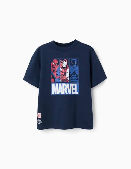 T-shirt en coton avec imprimés marvel Bleu foncé 1 - vertbaudet enfant 