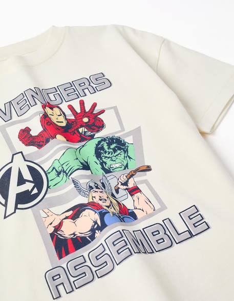 T-shirt en coton avec imprimé avengers Blanc 3 - vertbaudet enfant 