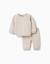 Ensemble sweat et pantalon en coton peigné Gris clair 1 - vertbaudet enfant 