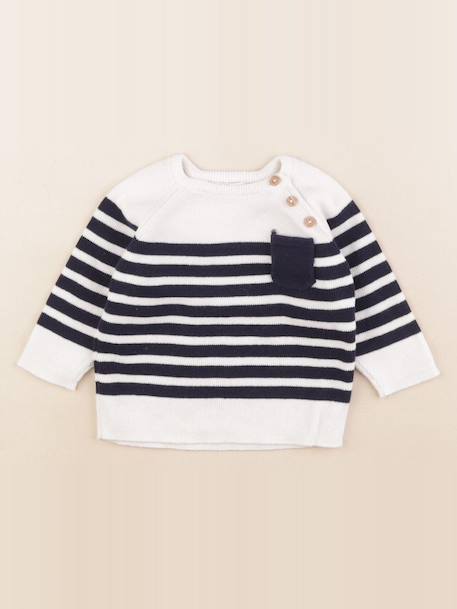 Pull - 9 mois Blanc, bleu 1 - vertbaudet enfant 