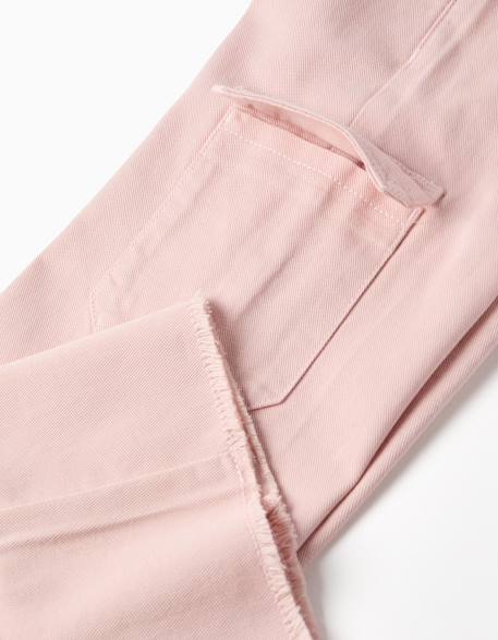 Pantalon à jambe large en sergé avec poches cargo Rose 4 - vertbaudet enfant 