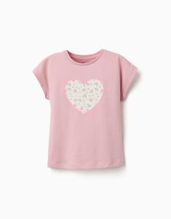 T-shirt fille manches courtes cœur floral  - vertbaudet enfant