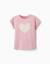 T-shirt fille manches courtes cœur floral Rose clair 1 - vertbaudet enfant 
