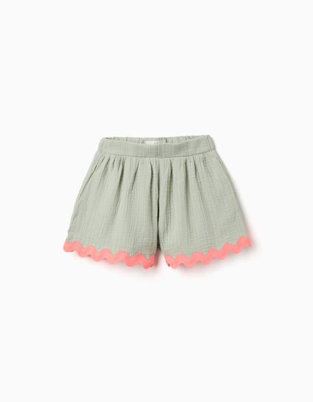 Fille-Short en coton avec finition ric rac